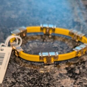 Tory Burch Leather Bracelet (Yellow and Silver)